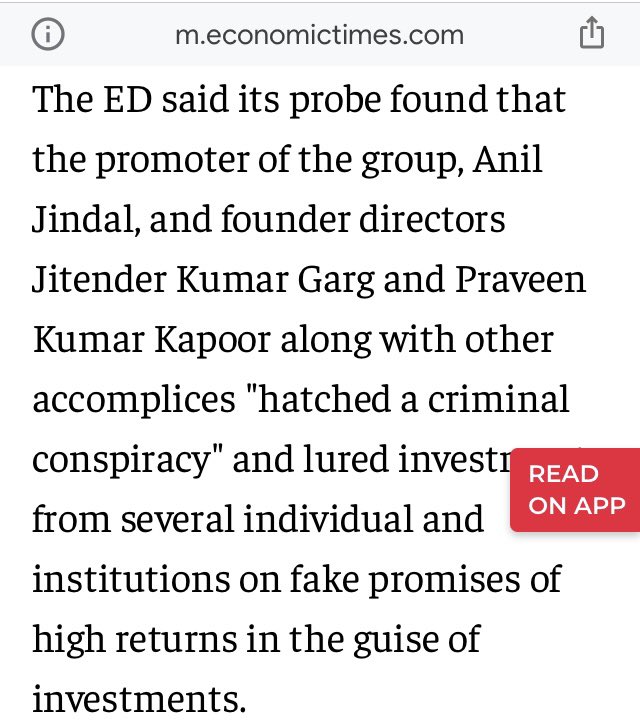#whatsahame <a href="/nsitharaman/">Nirmala Sitharaman</a> <a href="/dir_ed/">ED</a> article dated 9th Jan 2020-appeared in economic times where ED was quoted that they attached 2500cr assets of d Srs owners. 2years and no clue of where is d balance siphoned money &amp; how they plan to return or auction d assets release. Salute to ED