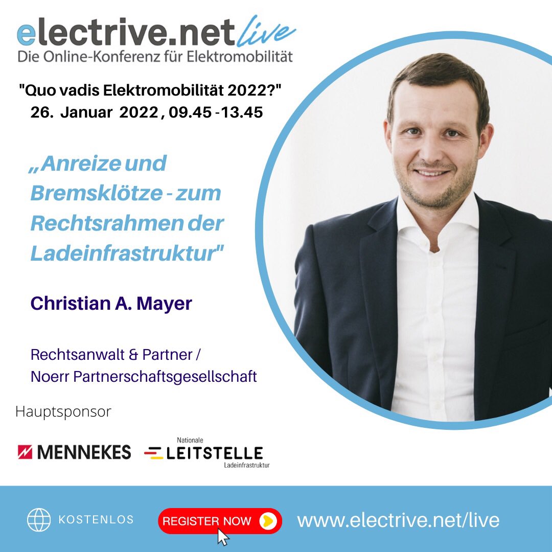 C_A_Mayer's tweet photo. Mittwochvormittag noch nichts vor und Interesse an Elektromobilität? 

Dann unbedingt bei der Konferenz von @ElectriveNet vorbeischauen👇
https://t.co/qr6tSZynA2

Ich darf die Berichterstattung  #EmoG &amp; my 2 Cents zum Rechtsrahmen Ladeinfrastruktur vorstellen. https://t.co/DpP6KMl22J