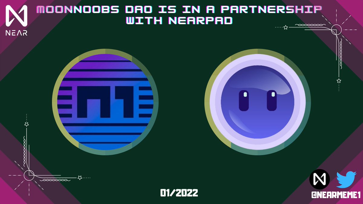 Mrsmargretfx's tweet photo. @MoonNoobsDAO is in  partnership with @NearPad 
#MoonNoobs aims to build a treasury exposed to top projects deployed on the NEAR protocol and grow alongside the emerging ecosystem
#NEAR $NEAR https://t.co/bR6QMIecAH