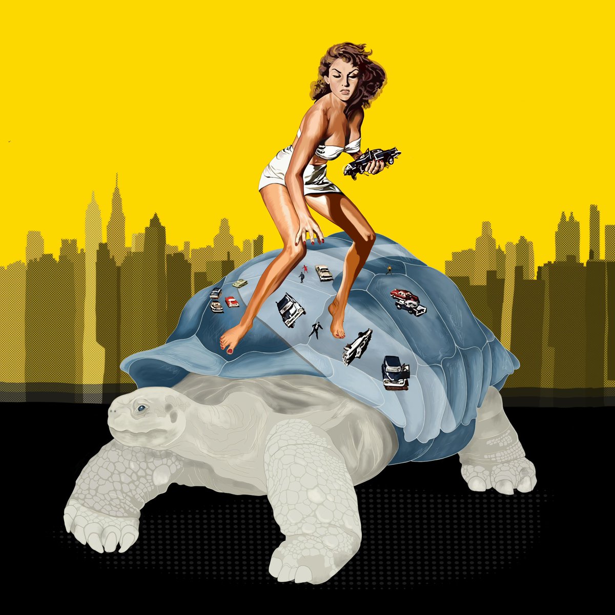 Tortoise 🐢 018
Fifty feet in stature
The giantess
seeks vengeance.

Art + Haiku 018/099

#nftart #nftwomen #NFTCollection 

Inspired by retro cinema!
