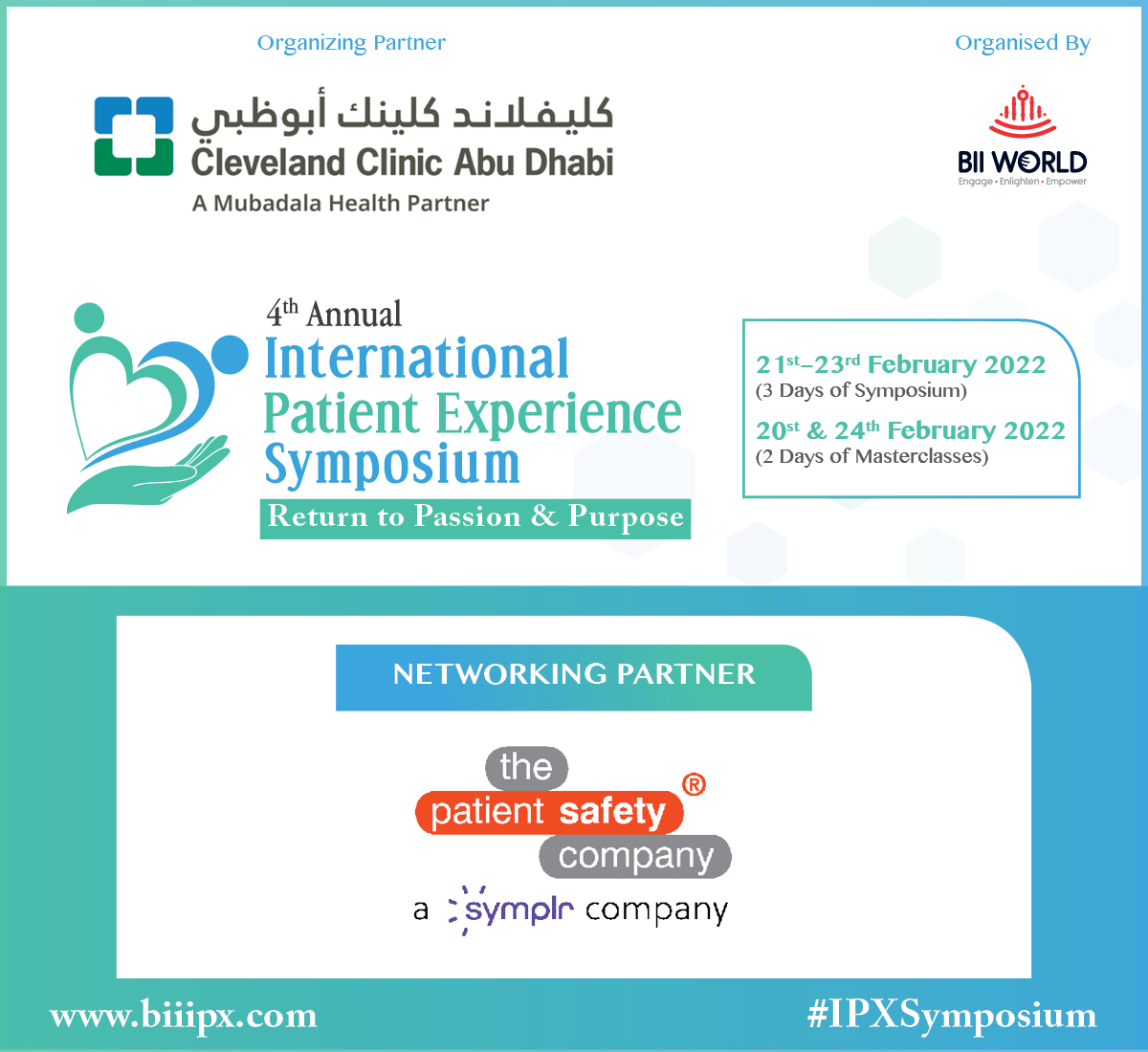 biihealth's tweet photo. 4th #IPXSymposium 2022 is pleased to have The Patient Safety Company, joining this event as Networking Partner. Register  (https://t.co/7YXSr7LhVN)
#patientexperience #patientsafety #patientcare #patientdata #patientfirst #patientengagement #patients #virtualcare #telemedicine https://t.co/kmKOFAJB8y