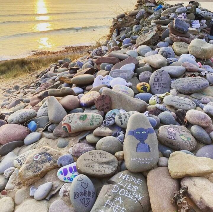 TheHPfacts's tweet photo. Dobby's grave in Freshwater West, Wales. https://t.co/FfrNi8gzrD