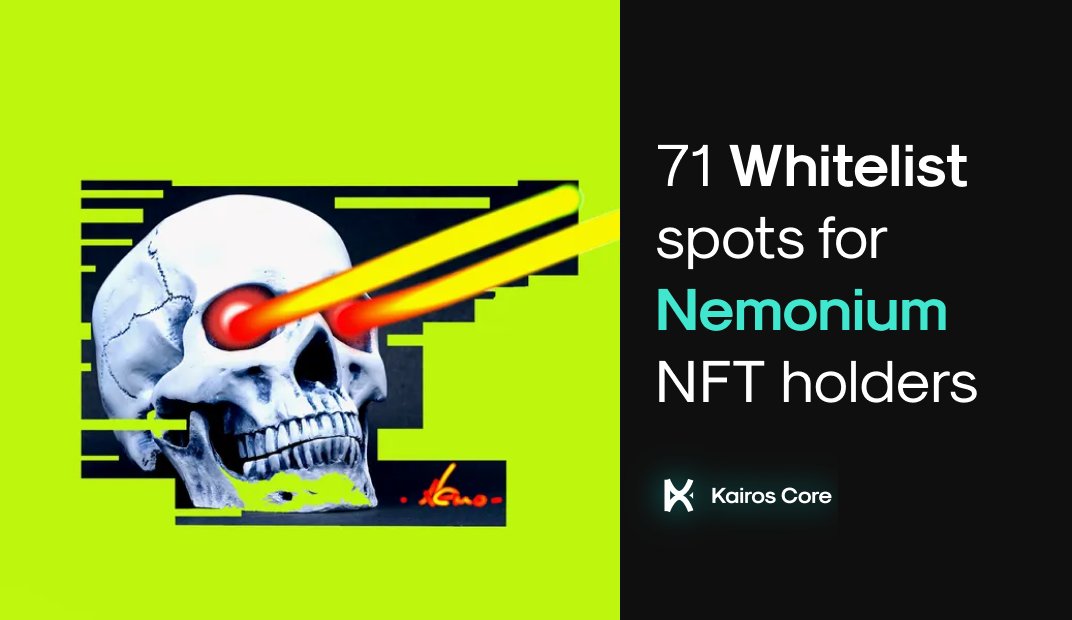 kairos_core's tweet photo. We are proud to announce that we have partnered with @nemo13 &amp; @_nemonium DAO and are giving away 50 Kairos Core Whitelist spots to Nemonium NFT holders!

We will also be giving away 113 Whitelist spots for the nemonium collection. All you have to do is like and retweet! 💀 https://t.co/w1O6aLqFaJ