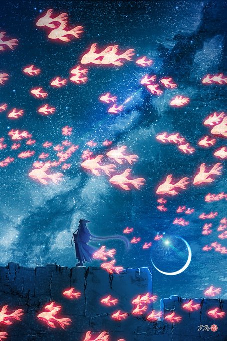 「夜空 超ロングヘア」のTwitter画像/イラスト(人気順)｜5ページ目