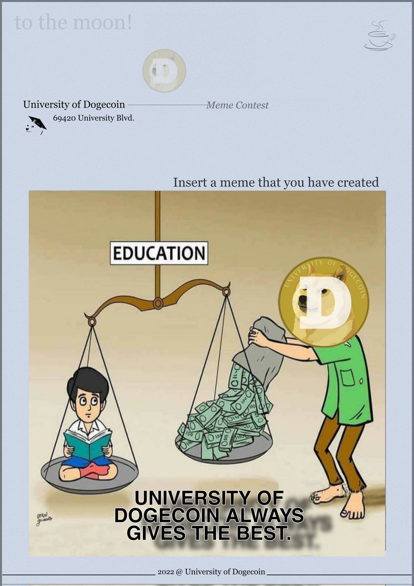 <a href="/UofDogecoin/">Academic</a> <a href="/dogeuniversal/">Alexander🌱</a> <a href="/DogeAcademy/">🚀🚀🚀</a> @DogeLambdaChi My entry meme

#DiscoverDogecoin #Dogecoin #DogecoinArmy 

<a href="/dogeuniversal/">Alexander🌱</a> 
<a href="/DogeAcademy/">🚀🚀🚀</a>