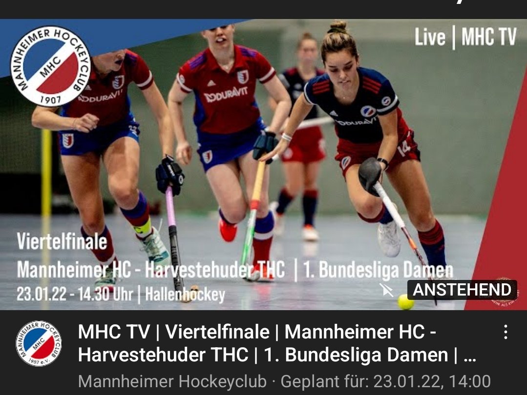 Today at 14:30 🇩🇪 Damen Bundesliga quarter-finals:
MHC vs. Harvestehude THC 
live on MHC TV:

youtu.be/UVPiRAh82dg

#hockeyfamily #hockey 
#fieldhockey #livestreamhockey
 <a href="/hockeyliga_live/">hockeyliga.live</a> <a href="/DHB_hockey/">DHB / hockey</a> <a href="/TheHockeyLive/">The Hockey Live</a>