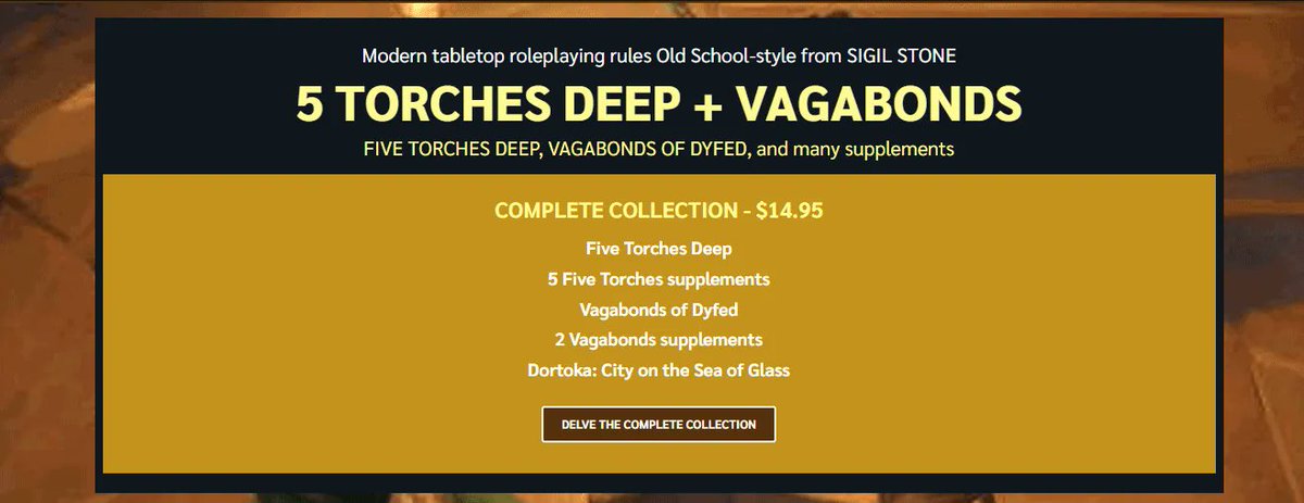 GeekNative's tweet image. Time is about up for this two-for-one OSR deal from Sigil Stone and the Bundle of Holding; Five Torches Deep + Vagabonds of Dyfed buff.ly/3FRpQ27