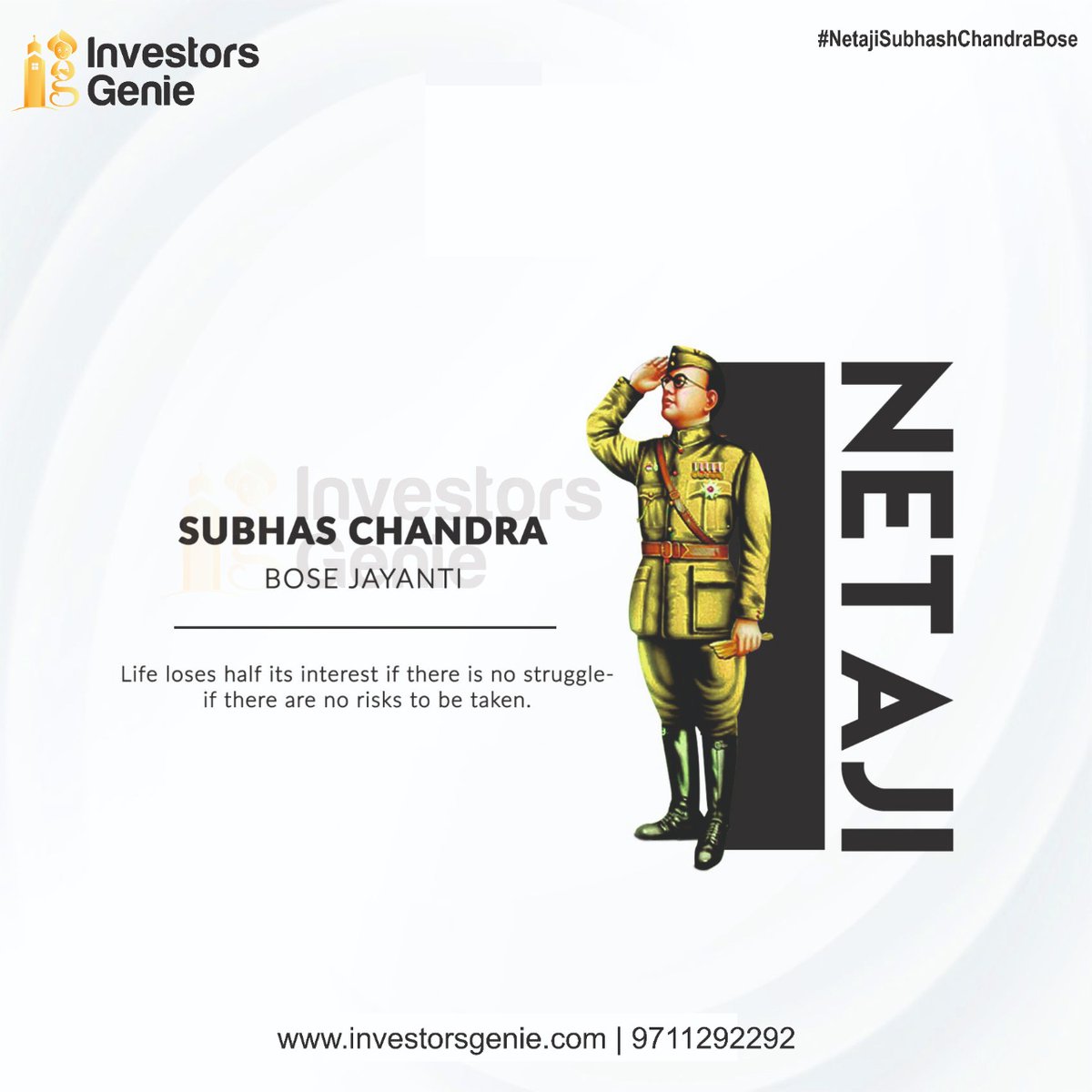 GenieInvestors's tweet photo. On the occasion of Subhash Chandra Bose Jayanti, let us come together and offer our prayers to the biggest national hero of our nation
📞 9711292292
🌐 https://t.co/NWYXjX2BMJ
#subhashchandrabosejayanti  #SubhashChandraBose  #propertyinvestment  #realestate #agents #Gurugram https://t.co/Mt8eSvPXSj