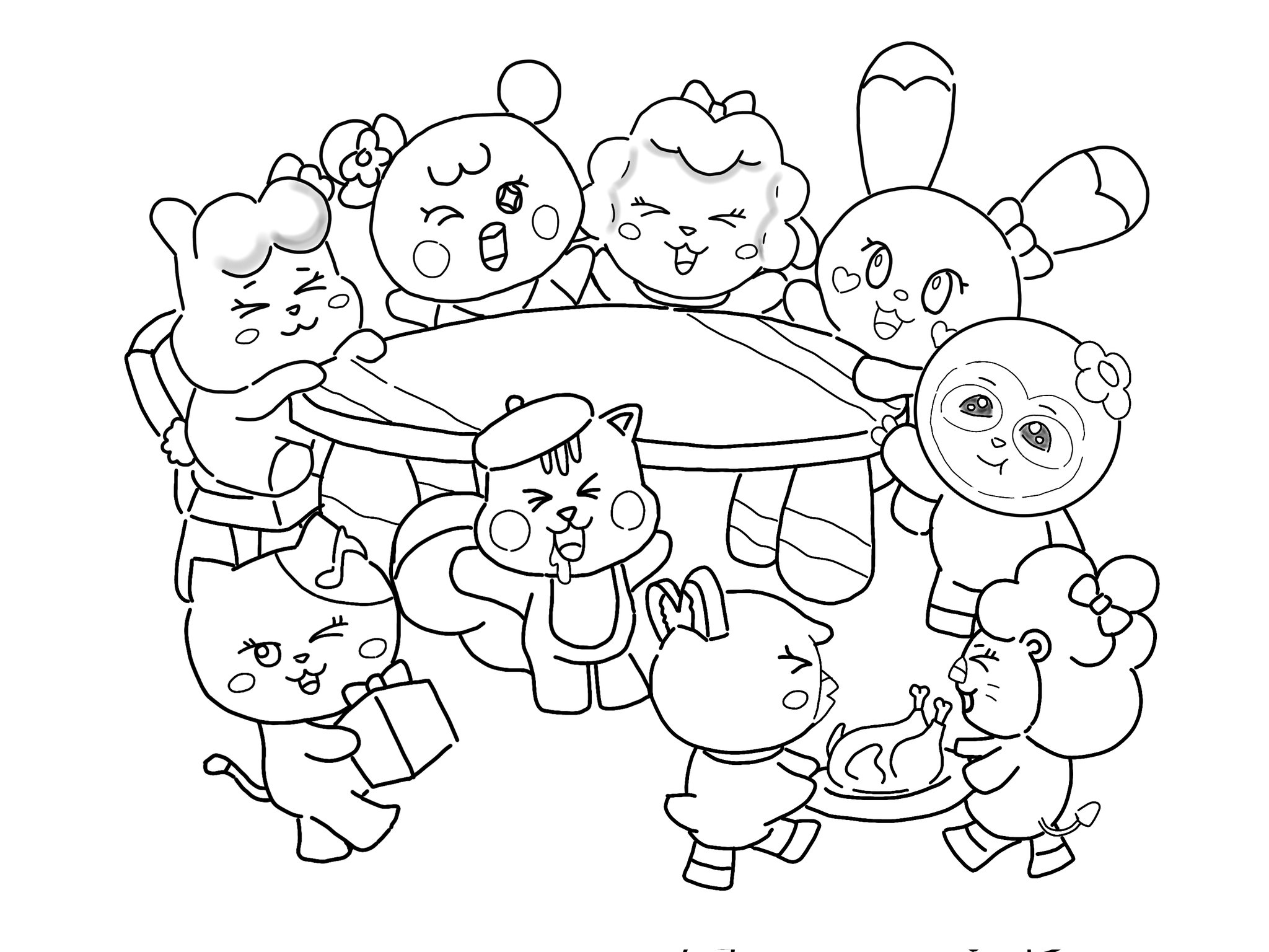 Sur Twitter 来月のカレンダー壁紙作るのに 今回は初の画像加工では無く イラストに挑戦します 今は下書き 線画が終わり なので 色塗りにもどうぞ Niziu Withu Nizoo 塗り絵 T Co Ein4dbzn0t