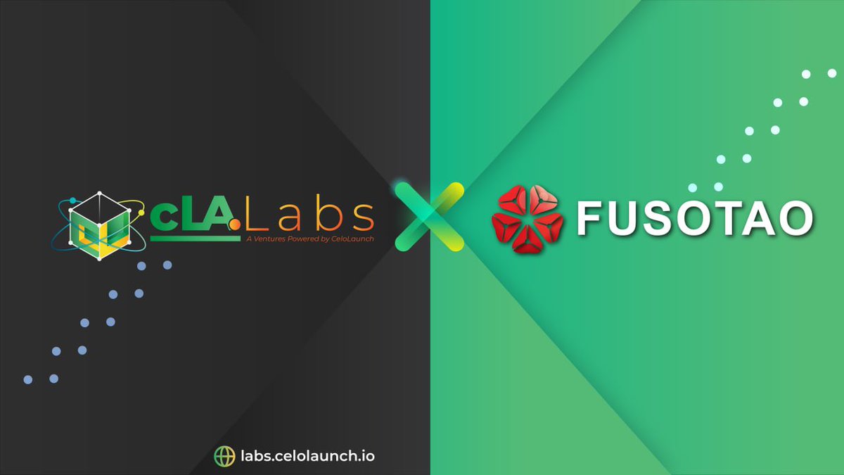 — cLA.Labs x Fusotao —
We are pleased to announce that CeloLaunch Labs has completed the project appraisal rounds and invested in <a href="/FusotaoProtocol/">lowMcinvestor</a> 

#CeloLaunch