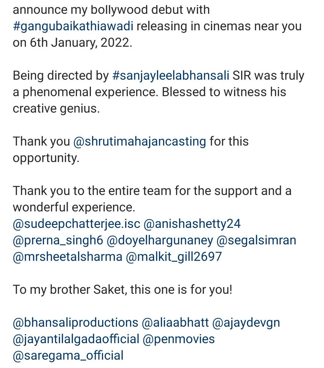 TeamVarunKapoor's tweet photo. With comeback I am here bringing a great news for all of you. Our boi #VarunKapoor is going to debut soon with Sanjay Leela Bhansali directed movie in big screen. Also he is tributing this to his late brother Saket. 
#GangubaiKathiawadi https://t.co/LcoomT1iuf