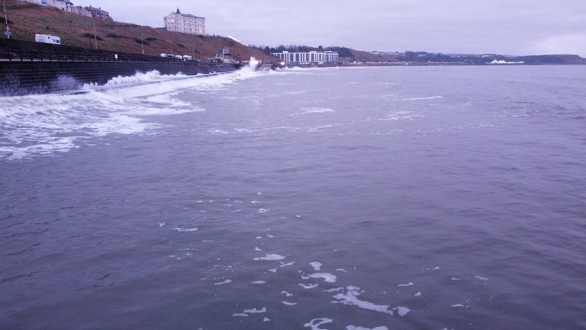 Out and about in #Scarborough. I was hoping to see a sunrise but too cloudy! The sea was calm! @ScarboroughUK @ScarboroughWeb @in_Scarborough @DroneHour @yorkshirepost @EH_Scarborough @StormHour @GaryHolpin #TheNorthSea #seaside #photography #Drones #DJIMavicMini #photooftheday