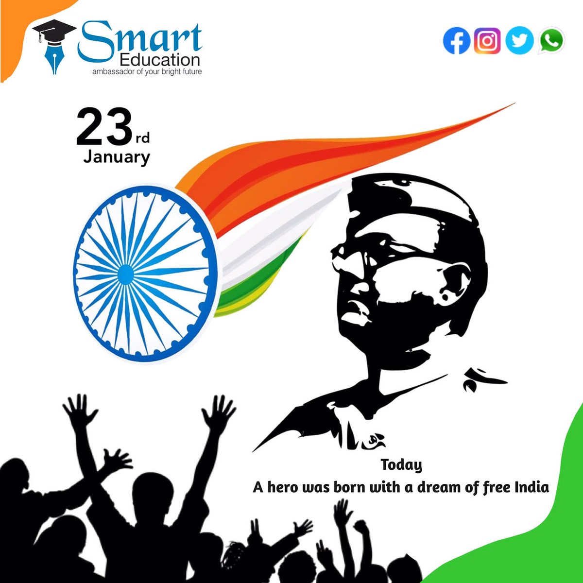 SmartEdu_X's tweet photo. "No real change 
 In history has
 been achieved 
 by discussions".

Happy 125th Birthday Netaji Subhash Chandra Bose ♥️🇮🇳🥀.
.
.
.
.
#SubhashChandraBose 
#Subhash 
#SubhashChandra 
#SubhashChandraBoseJayanti 
#125thbirthanniversary 
#23rdJanuary https://t.co/pZhSxNmDMv