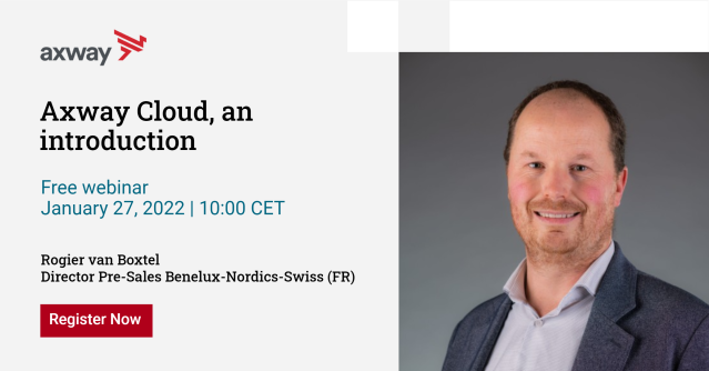 thierryAxway's tweet photo. Webinar - @Axway Cloud, an introduction - January 27 - 10:00 CET. Join cloud expert Rogier van Boxtel, director pre-sales Benelux-Nordics-Swiss (FR), and discover a full overview of the Axway Cloud SaaS offering. #PublicSaaS #PrivateSaaS #APIM #B2B #MFT https://t.co/Qa7S33jDqr https://t.co/ITMRduzOcM