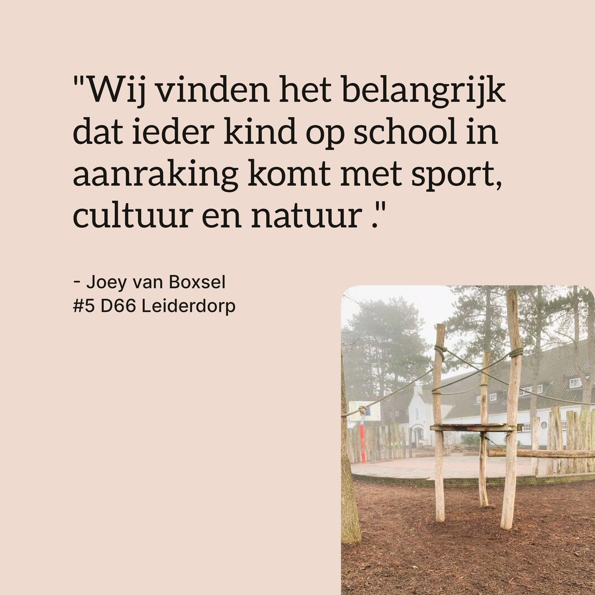 D66 Leiderdorp zal zich blijven inzetten voor goede #scholen in #Leiderdorp. Wij zijn voorstander van een integrale onderwijsvisie die naast goed onderwijs ook  sport, cultuur, natuur en duurzaamheidseducatie, presentatie(technieken), expressie, voor+ buitenschoolse opvang omvat.