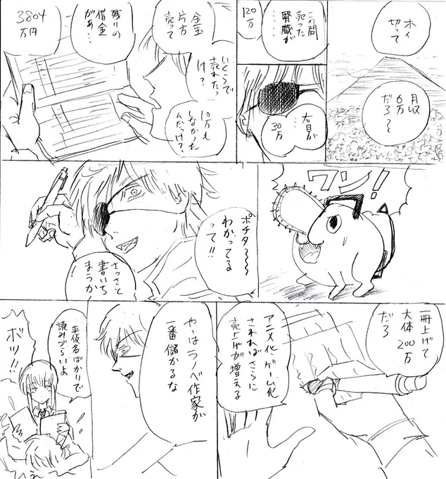 ラノベが儲かるという噂なので。
作中の数字はすべてフィクションです。
#チェンソーマン 