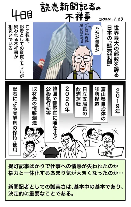 #100日で再生する日本のマスメディア 4日目 読売新聞記者の不祥事 
