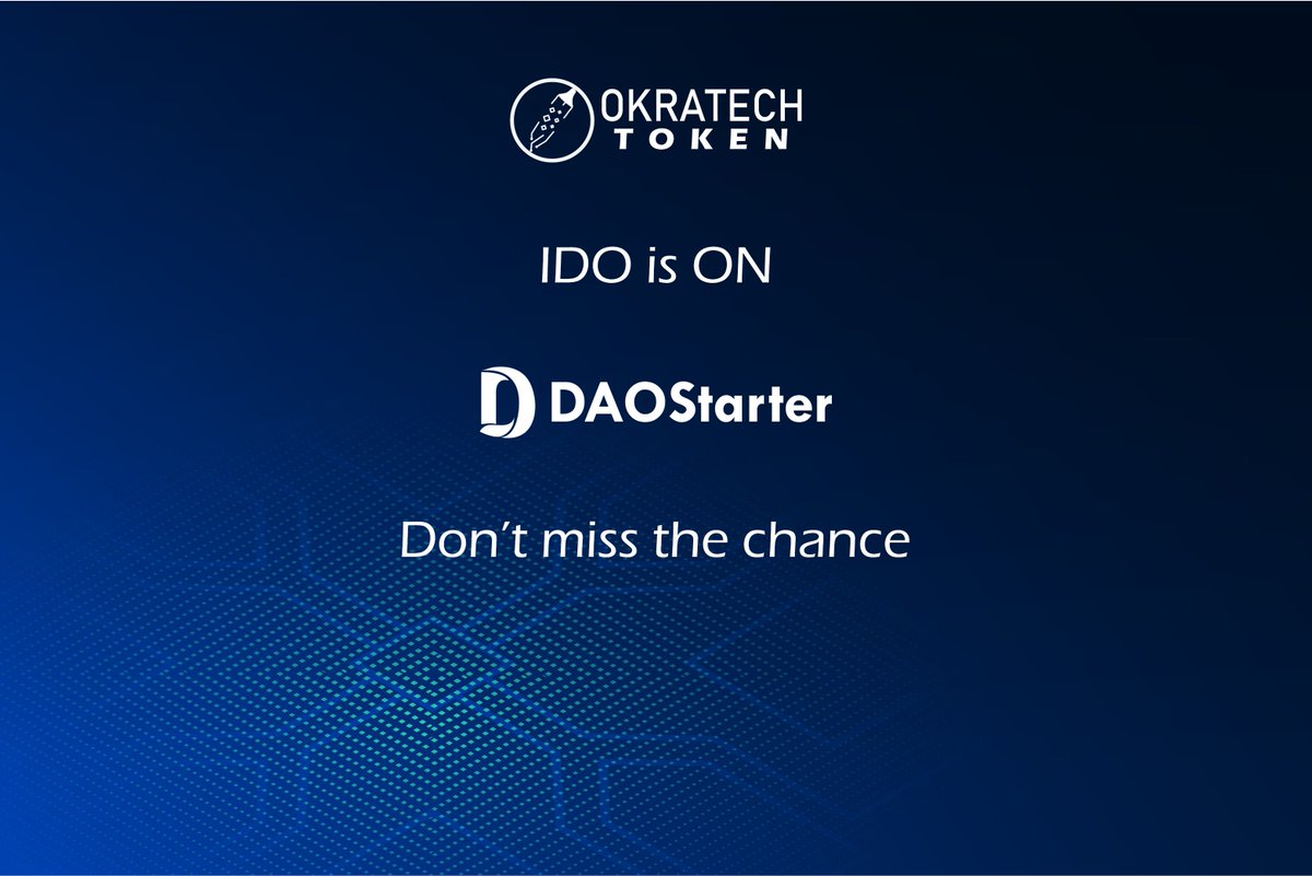 Ortcoin1's tweet photo. 💛🖤OKRATECH IDO on DAOStarter is just started now 🤩🤩

Be on time! ⏰ You don't wanna miss out on this MASSIVE chance!🥳

Join Now ➡️ https://t.co/dqdq1dlomM

#okratech #IDO #crypto #BTC https://t.co/9GmfN5Bmct