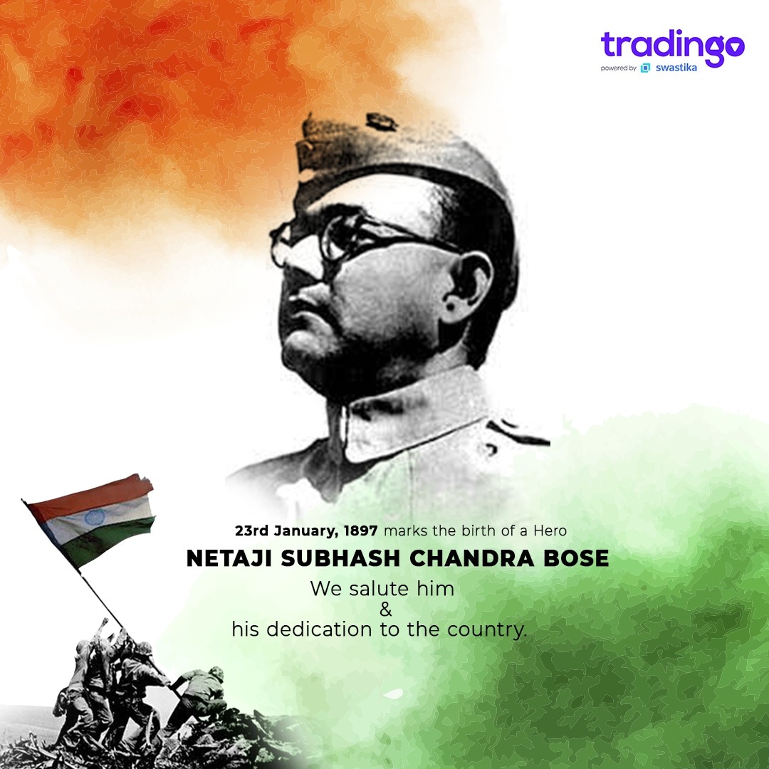 tradingobroking's tweet photo. As we celebrate Netaji Subhash Chandra Bose’s Jayanti, just like our country’s valiant hero, who never gave up, don’t give up on your financial dreams and goals.
#Netaji #Netajisubhaschandrabose #TradingoTips #TraderGyaanWithTradingo #tradingo #tradeonthego #investment #finance https://t.co/JB1zybgfB4
