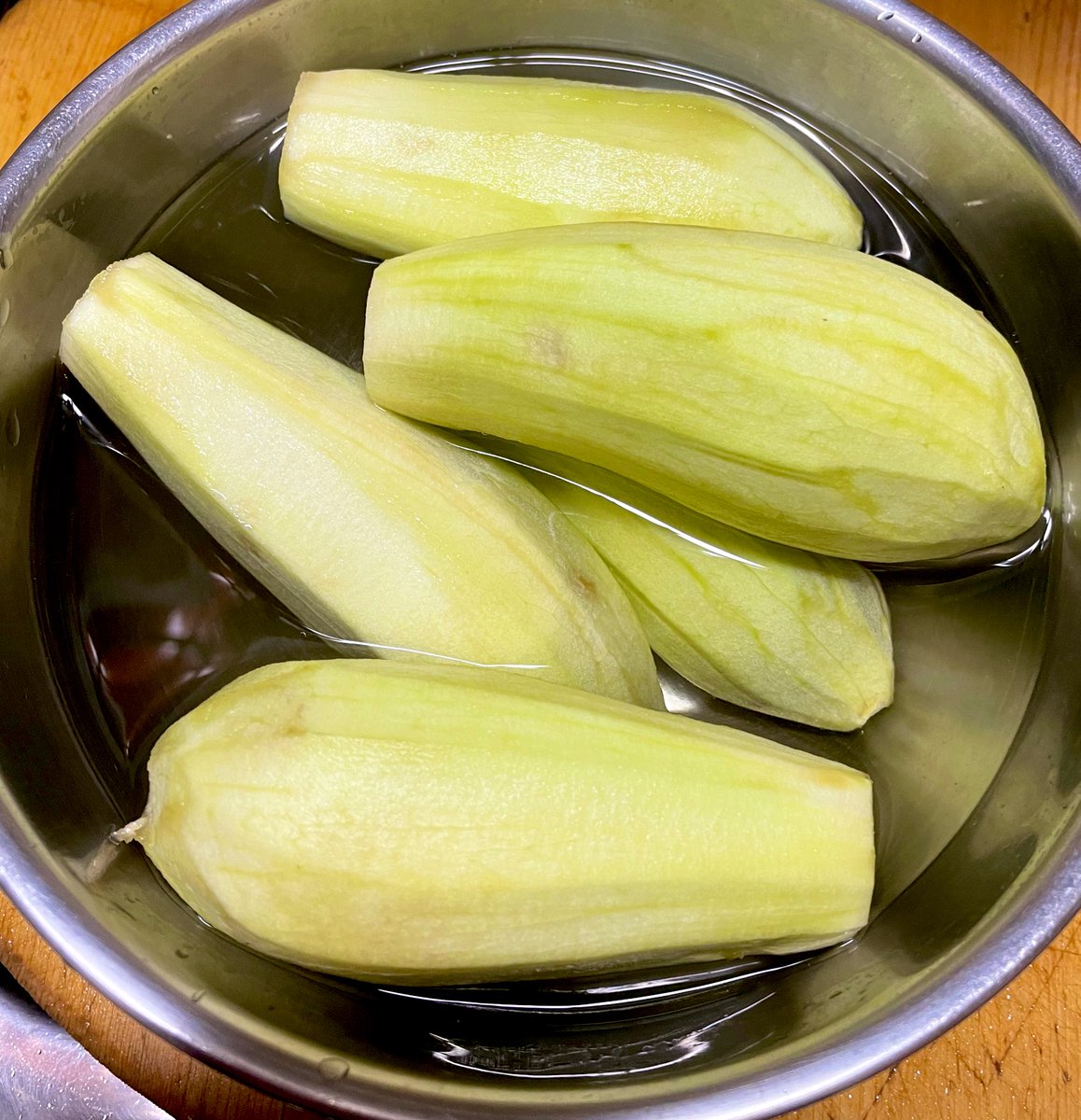 蒸し茄子の香味ポン酢がけです 
