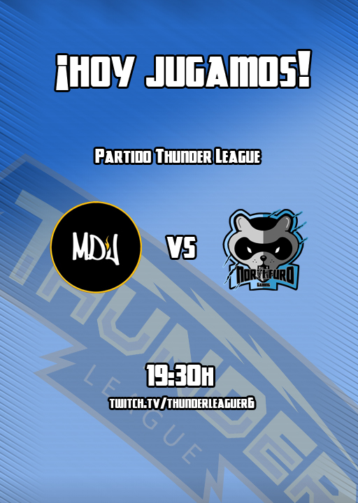 Nueva jornada de <a href="/ThunderLeagueR6/">Thunder League®️</a> . Hoy a las 19:30h en el canal oficial de la Thunder. Tenemos enfrente a un rival temible, pero nuestros hurones se dejarán las garras y los colmillos por ganar. ¡Traeros los 3 puntos a casa! #feeltheferret 
Midja eSports vs Northfuro Gaming