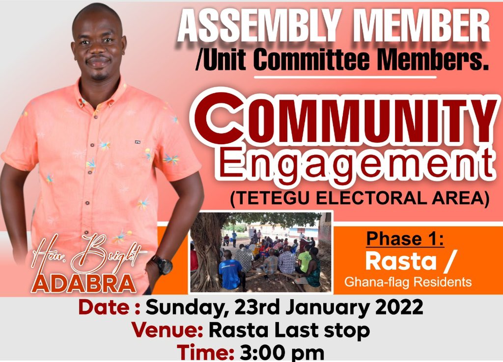 Badabra1's tweet photo. Community Needs and Development Assessment for the year 2022, meeting starts TODAY, with residents and landlords from Rasta/Ghana-flag  

Time: 3:00pm 

Thanks https://t.co/T7AJpNVwq9