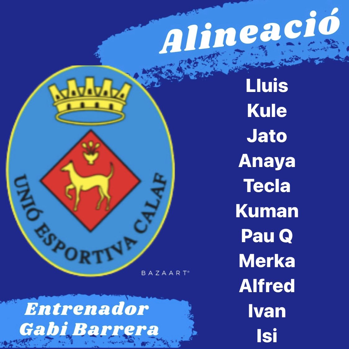 Us presentem l’11 inicial pel partit contra el <a href="/CFUCanrullRT/">CFU Can Rull RT</a>