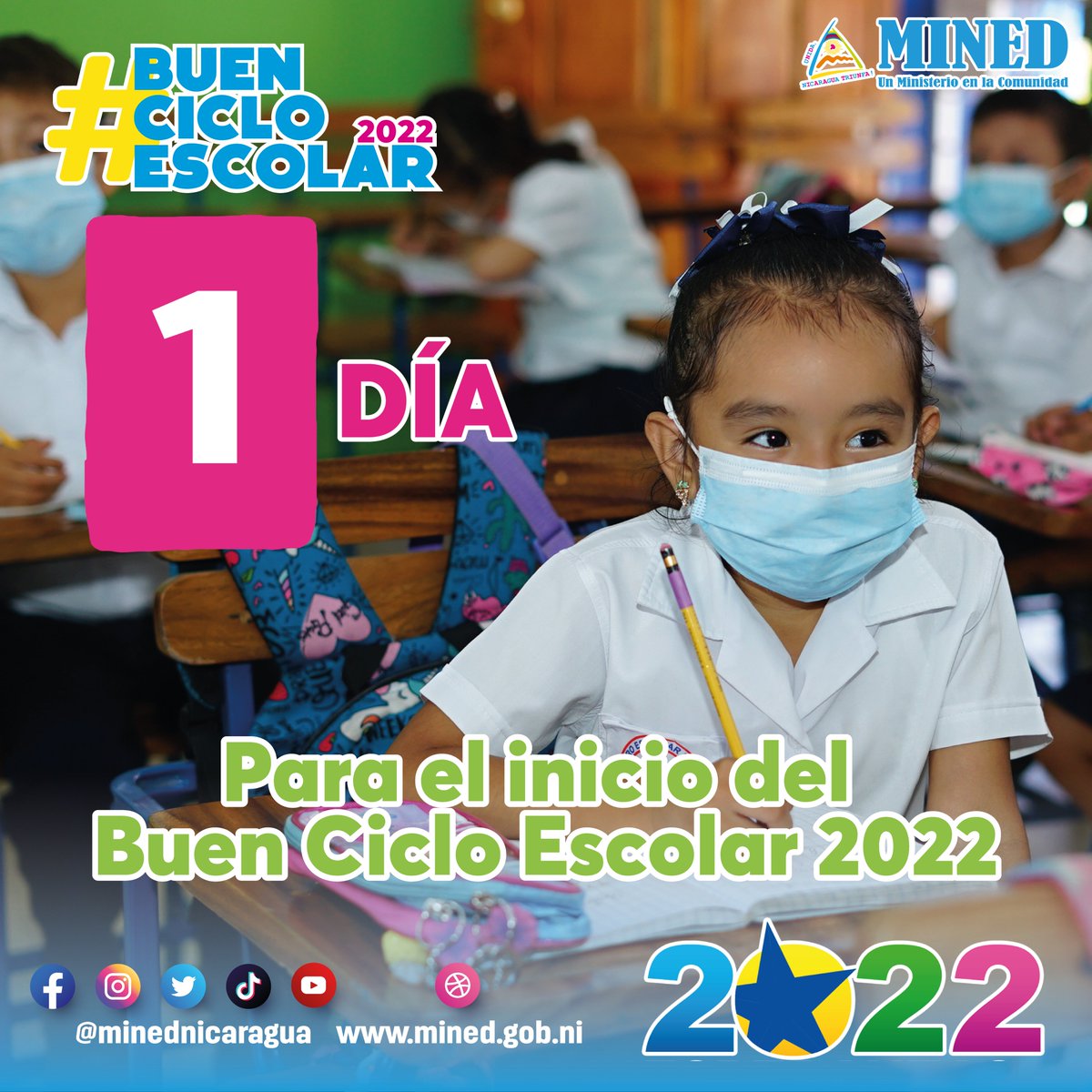 Falta 1 día para el inicio del #BuenCicloEscolar 2022.

#Nicaragua