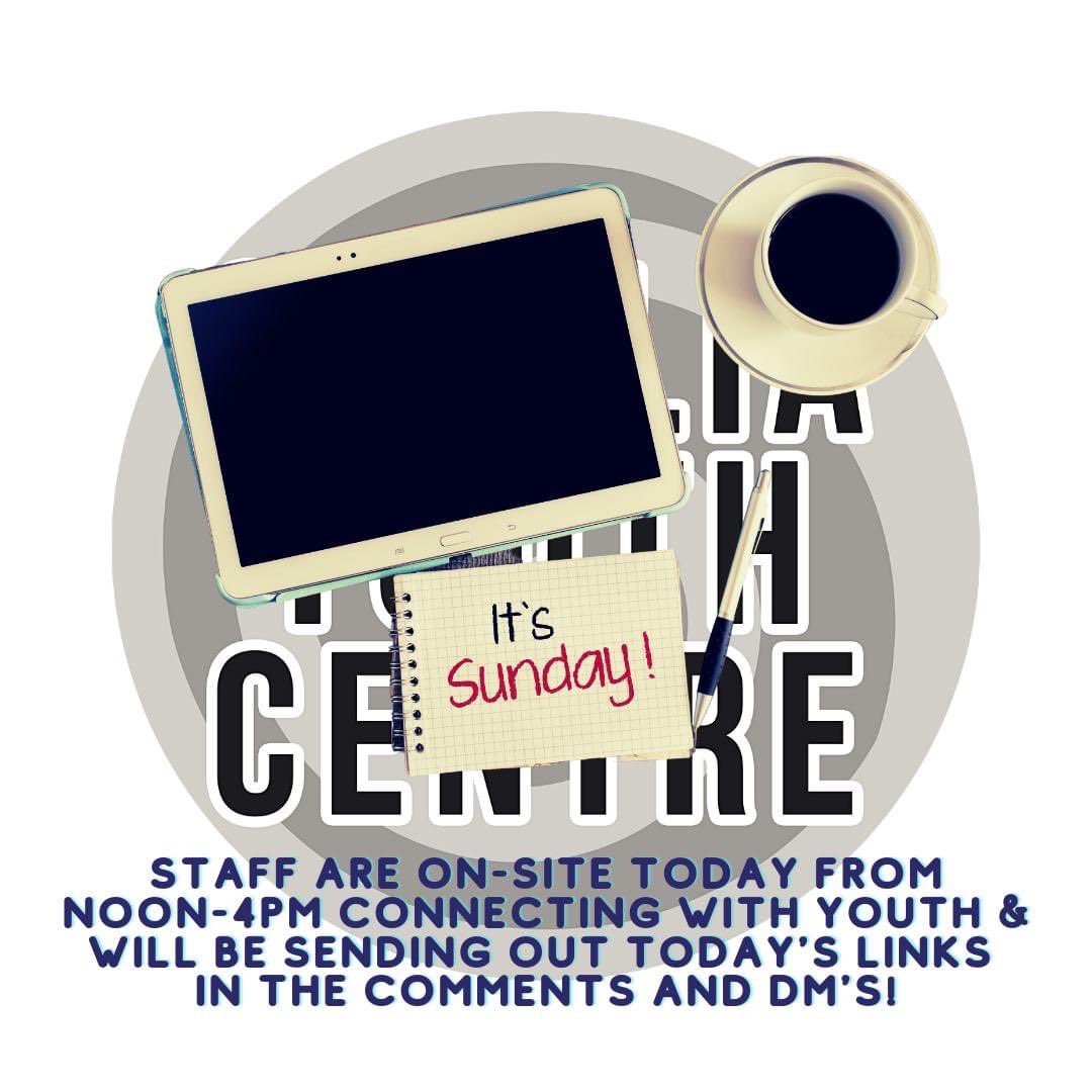 OrilliaYC's tweet photo. It's Sunday and Staff are here from Noon-4pm connecting with youth, setting up online games, chats,&amp; more. If you need anything at all please connect. Laundry, school support, &amp; more.
#orillia #youth #orilliayouthcentre #sunday #GoingVirtual #wearehereforyouth #community #support https://t.co/QvyApfhyOQ