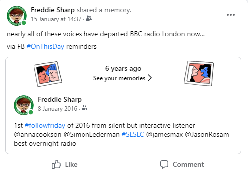 From Twitter to FB and back to Twitter again BBC London @annacookson @SimonLederman @thejamesmax with #mondaymentions not forgetting @JasonRosam who is the odd one out in this list.
