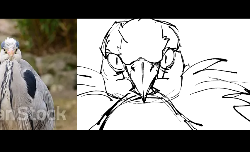 so the problem of having an avian character is that if you have a frame where the character is supposed to be ominously looking into the camera, depending on the bird it will look a smidge ridiculous no matter what 
