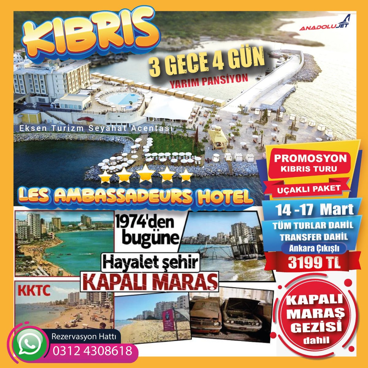 eksentur's tweet photo. Les Ambassadeurs Hotel -Kıbrıs

🔔 Kişi başı 3199 TL
🗒 14 Mart Gidiş 17 Mart Dönüş
🛏 3 Gece Konaklama
🛩 Gidiş dönüş uçak bileti
⭐ Kıbrıs kültür (Girne, Lefkoşa, Beşparmak, Gazimağusa ve Kapalı Maraş) gezileri
🚘 Havalimanı transferler dahil https://t.co/z5dvRLCudS