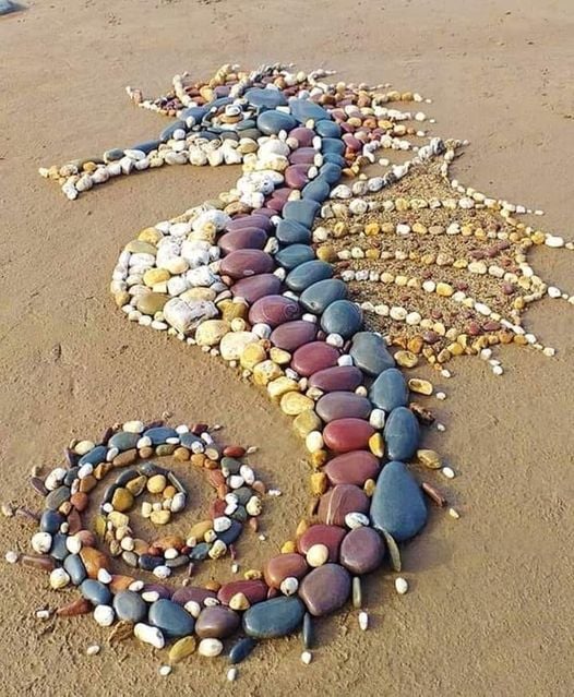 Seahorse, made of stones