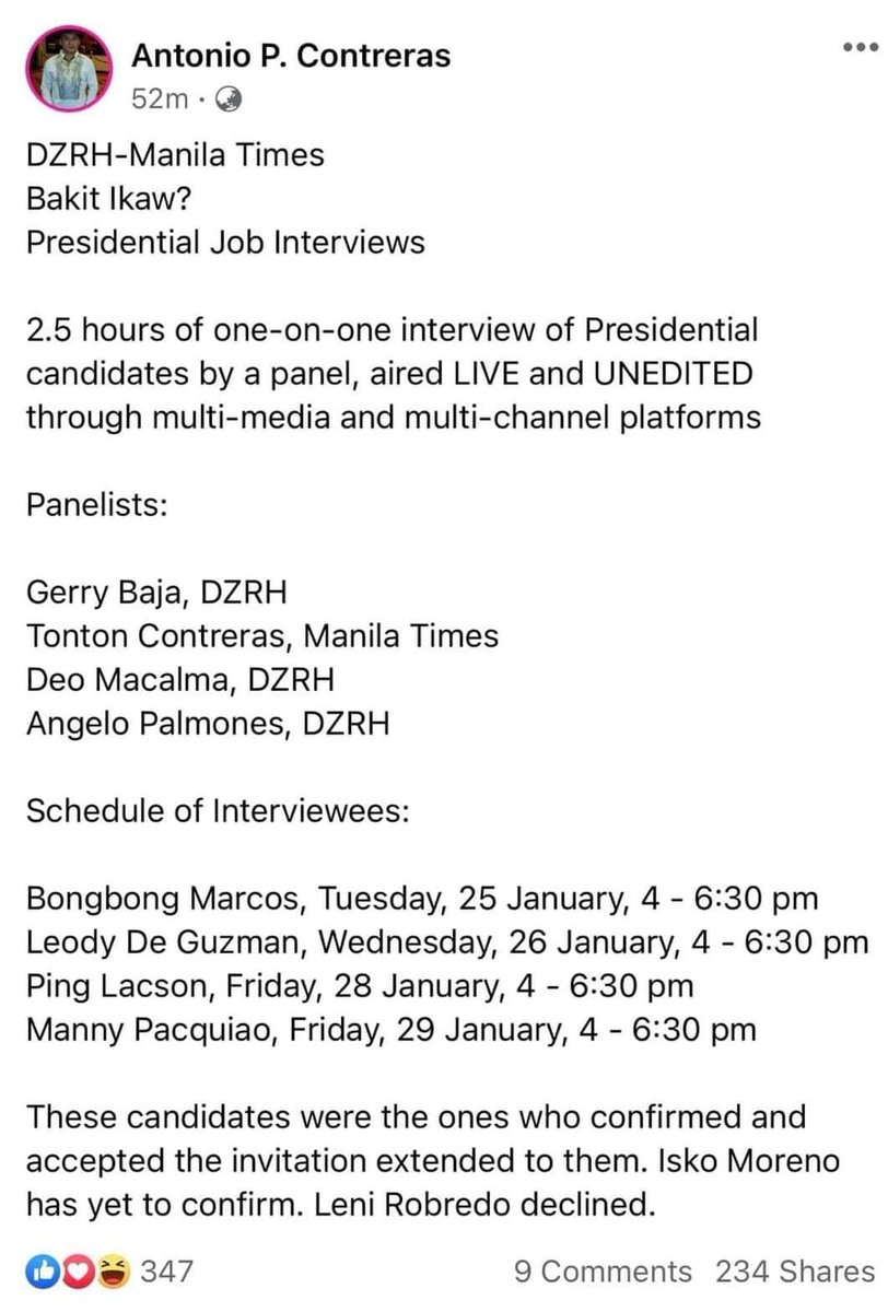 Bliss46574030's tweet photo. 2.5 hours unedited live panel interview. Leni Robredo declined?🤔 Takot sa live? #LeniDuwag #LeniTakotSaLiveInterview https://t.co/7d8SXp2kBk