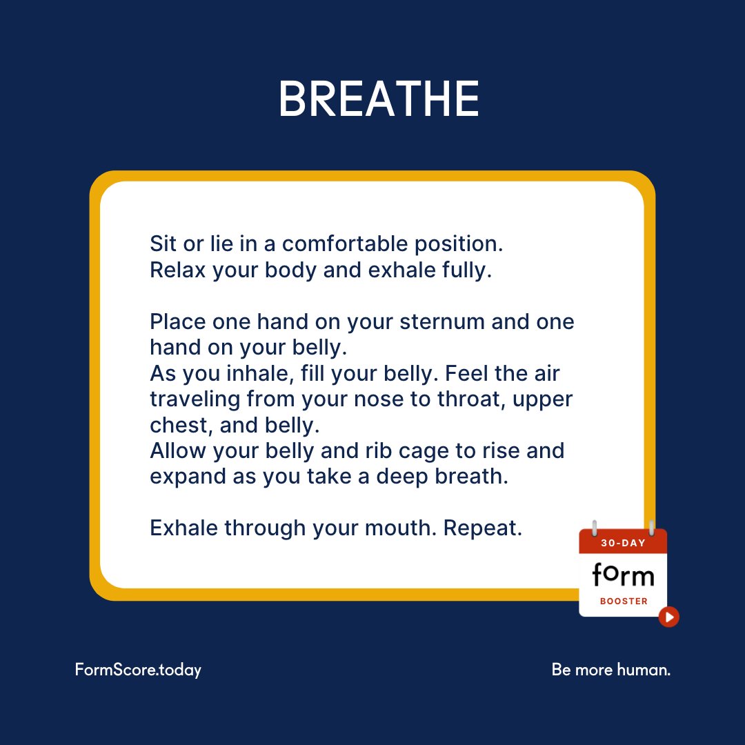 FormScore's tweet image. &quot;Somebody once told me that their idea for the sound of #mentalhealth is the exhale. That moment of letting go, of relaxation, of being very much in the moment.&quot;

🎬 WATCH today&apos;s bite-sized video here:
formscore.today/courses/breathe

#30dayformbooster  #FormScore