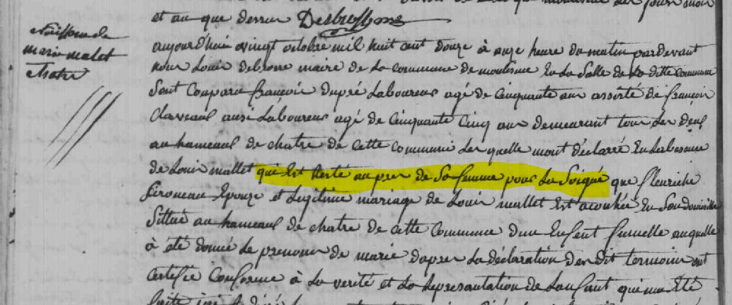 HistDeFeuilles's tweet photo. J'aime beaucoup la petite phrase du maire de #Moulismes en 1812 quand le père n'est pas présent à la déclaration de naissance de ses enfants : "qui est resté auprès de sa femme pour la soigner". #genealogie #Vienne https://t.co/0zYBX8emXi