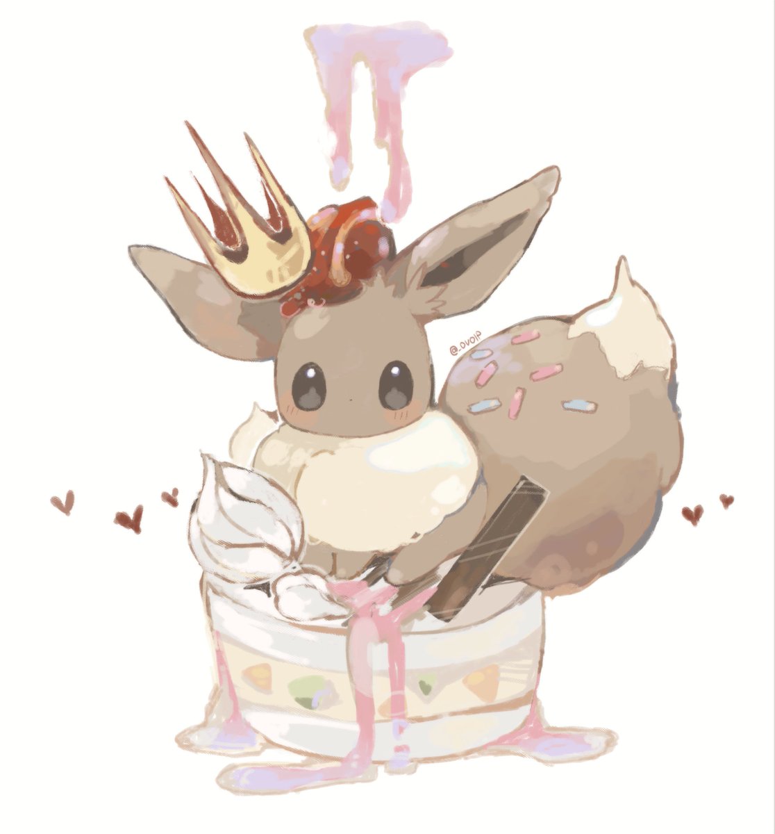 eevee pokemon (creature) no humans food heart solo chocolate blush  illustration images