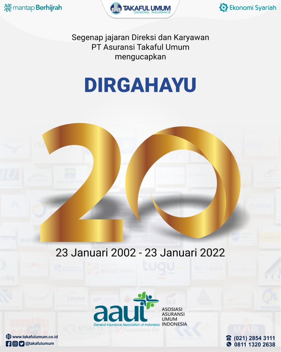 takafulumum's tweet image. #Dirgahayu20th
#AsosiasiAsuransiUmumIndonesia
#aaui
#TakafulUmum
@AAUI_ID