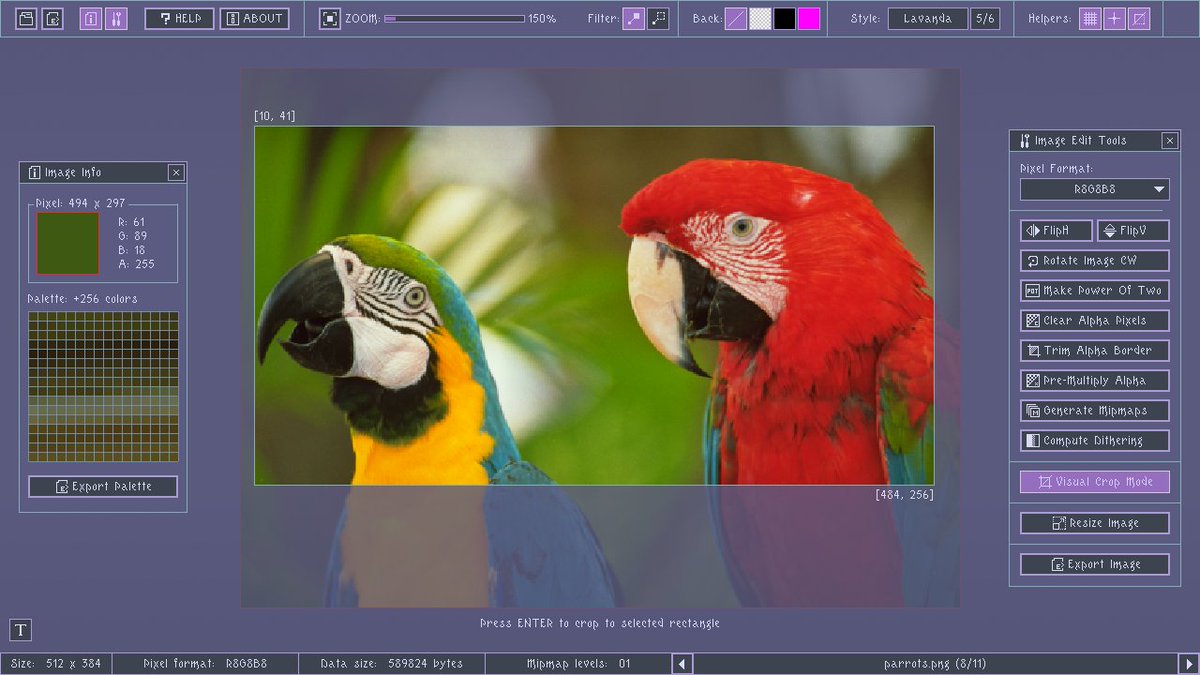raylibtech's tweet image. #rTexViewer v2.0 published! A simple and easy-to-use textures viewer and formats converter! Now with support for .qoi load/save and many new features! Online tool or standalone! Try it here: raylibtech.itch.io/rtexviewer #raylib #raygui #toolsdev #uidesign #gamedev #indiedev #software