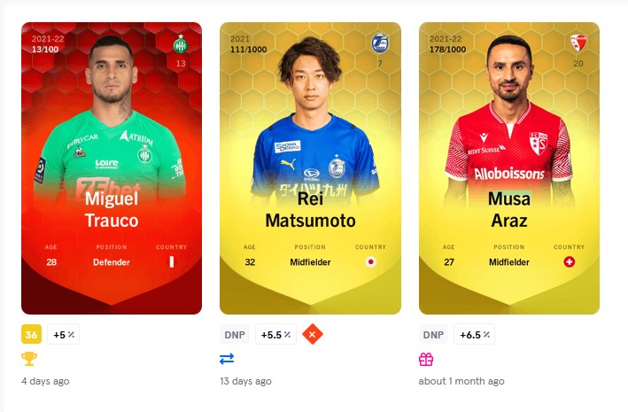 SorareSerie_A's tweet photo. Hey guys! #Giveaway time with #Sorare cards to celebrate my 900 followers!
Prizes:
-Miguel Trauco Rare (13/100) serial number matched with shirt number, my last Champion Europe reward.
-Rei Matsumoto Limited (111/1000)
-Musa Araz Limited (178/1000)
What you need to do? 👇 https://t.co/Bn9znmoykO