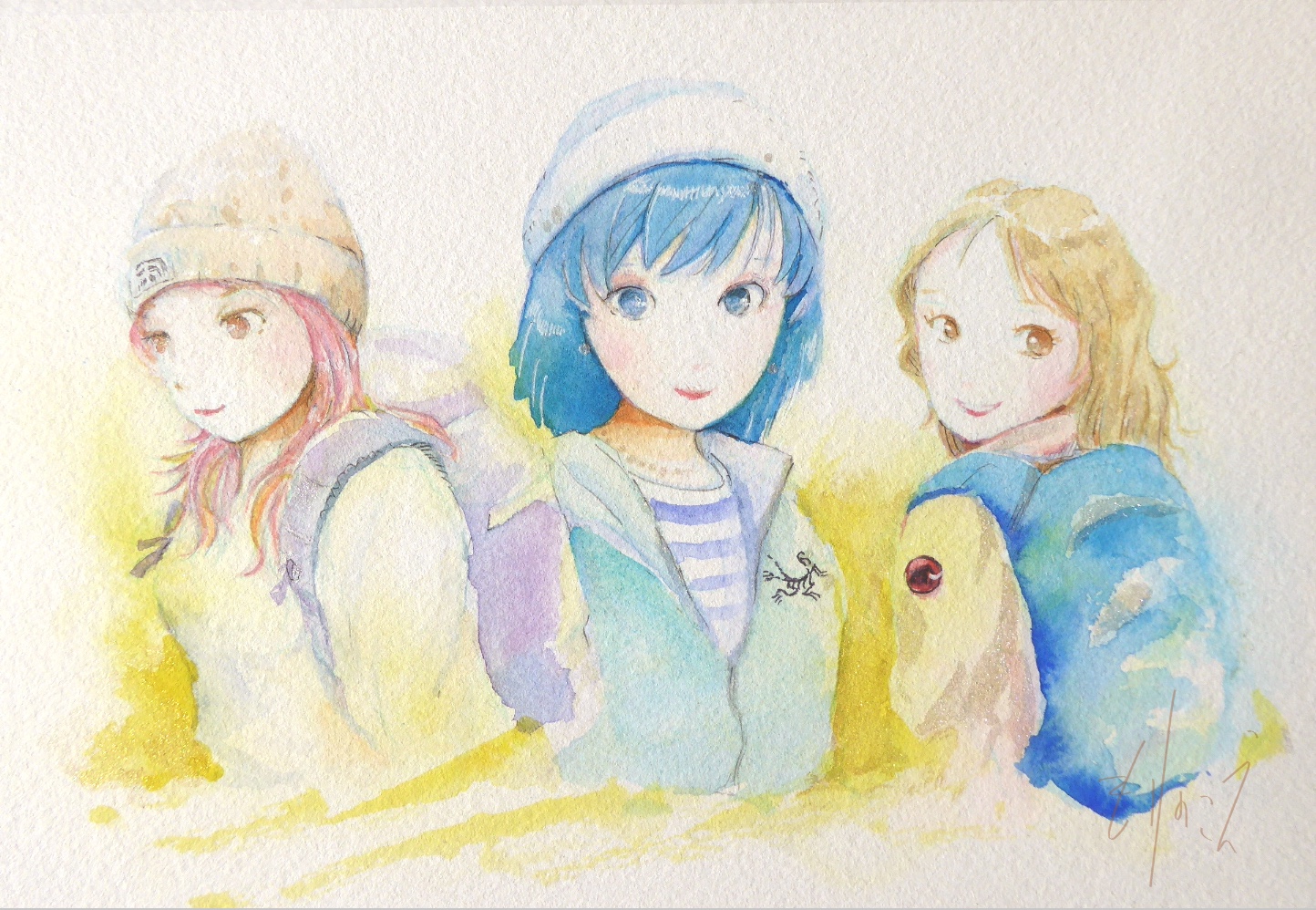 もりのこえ 登山女子 透明水彩 Smサイズ 今年は可愛い登山女子が描けるようがんばります そっち ちなみに The North Face ちゃん Arc Teryx ちゃん Mammut ちゃん です お友達になりたいです 山岳ファンタジー 水彩画 登山イラスト 登山