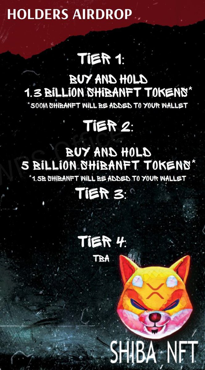 Don't forget about the #ShibaNFT Hodlers Airdrop!

RETWEET!

Once we hit 300 Retweets and Likes I will be giving away 50,000,000 $ShibaNFT to 2 lucky followers!

Tag your friends and follow <a href="/ShibaNFTXRPL/">ShibaNFT</a> @ShibaNFT1Army

Trustline :
xrpl.services/?issuer=rnRXAn…

#ShibaNFTarmy