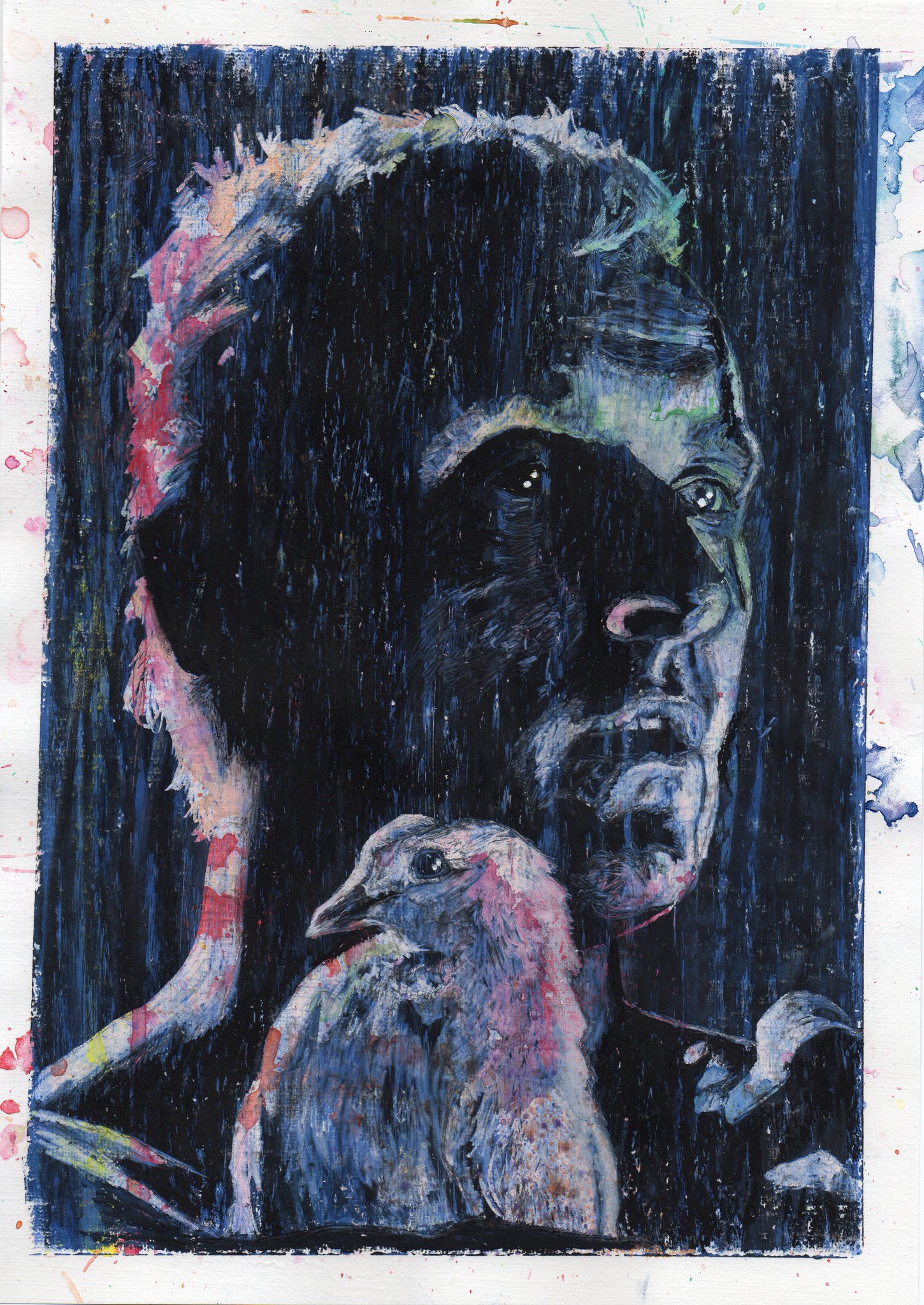 Happy birthday Rutger Hauer, born on this day in 1944. This picture: oil and ink on acrylic paper, 21cm x 30cm. 