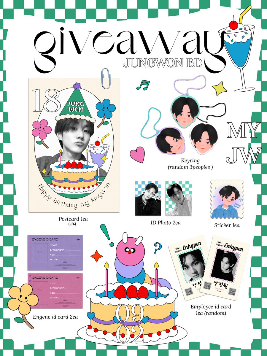 cherrymelonzado's tweet photo. ——pls rt 🧞‍♂️

giveaway Jungw♡︎n birthday 
;  0ɴʟʏ 15 sᴇᴛs 
♡ postcard 1 ea
♡︎ acrylic keyring (สุ่ม3คน )
♡︎ id photo 2 ea
♡︎ sticker 1 ea
♡︎ engene id card 2 ea 
♡︎ employee id card (random) 1 ea

🗓𝗳𝗼𝗿𝗺  30/01 (19:30) 
🛳𝘀𝗵𝗶𝗽𝗽𝗶𝗻𝗴  40 ฿
#happyjungwonday https://t.co/hZwan7pYLD