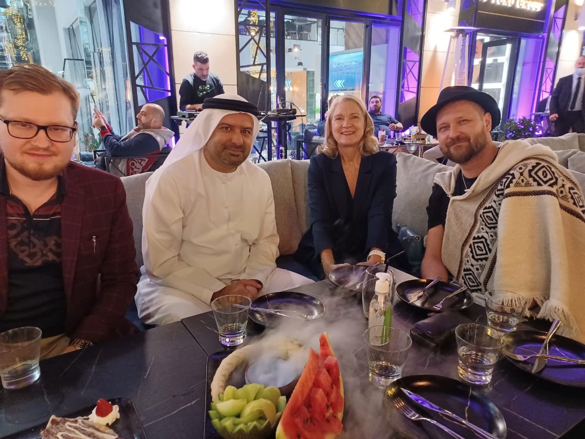 artbyvesa's tweet photo. Last night hanging out with @KryptoGranny @drmarwan @eahonen &amp; @pkelkka - so great to be back in #Dubai and in no rush to get back anywhere else. https://t.co/PB6wFsrcpX