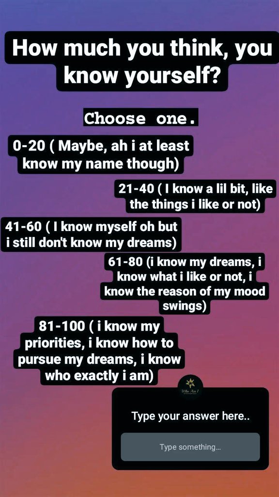 who_am_i_bysy's tweet photo. How much do you think you know yourself??

Choose one and comment your answer below 💕💕💕

@who_am_i_bysy 

#team_who_am_i
#project_bysy
#find_yourself

#quiz #KnowMore https://t.co/Vt0M8VheyQ