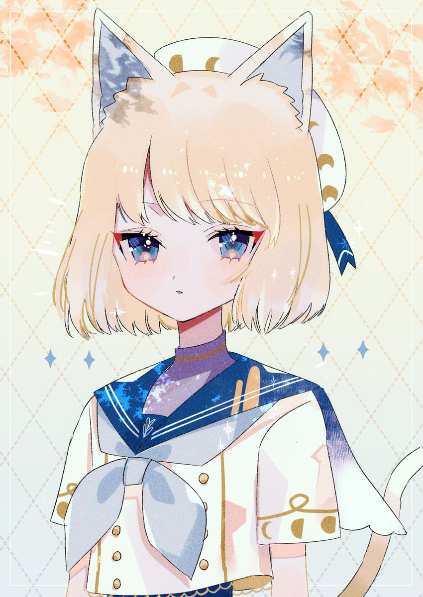 animal ears cat ears tail solo cat tail blue eyes blonde hair  illustration images