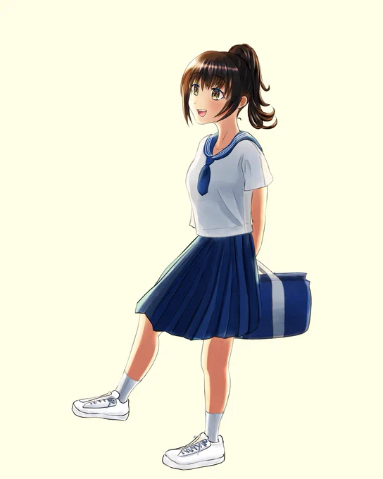 ポニテJCちゃん描けた。かわいいヤッター 