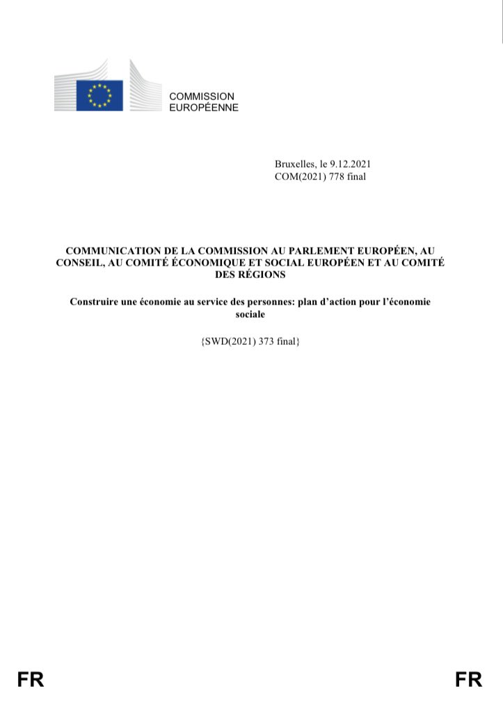 Lu dans le plan d’action européen pour l’#ESS : « L’économie sociale a le potentiel de remodeler l’économie de l’après-COVID grâce à des modèles économiques inclusifs et durables conduisant à une transformation écologique, économique et sociale plus équitable » #RépubliquESS