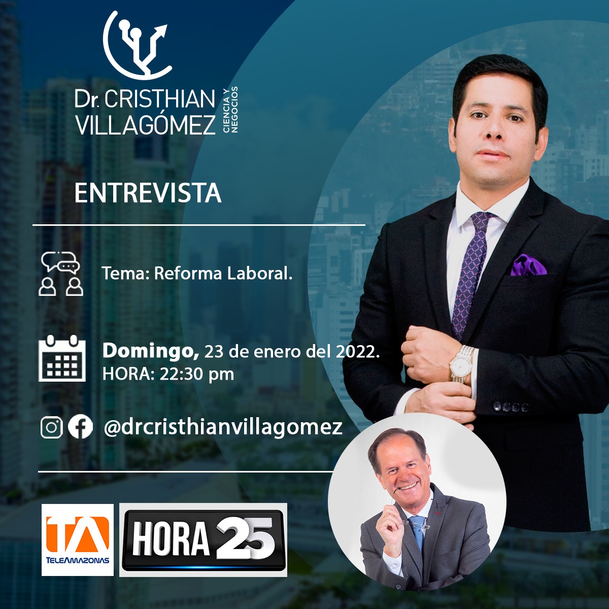 cristhianvilecu's tweet photo. Hoy te invito a sintonizar @teleamazonasec @Hora25Ec donde compartiré panel de conversación con @pdurangoc Viceministra de Trabajo. 
@AlbaGuevaraB Docente de Derecho @UIDE
@eduizurieta1 Empresario @Esaludsa
📅 Domingo 23 de enero / 22
⏰ 22:30 pm 
Tema: Reactivación Económica. https://t.co/DOpodeJvYJ